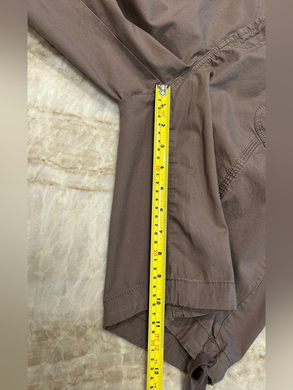St. John's Bay Cotton Blend Cargo Shorts Brown Drawstring Hem Size 14 EUC - Picture 5 of 7